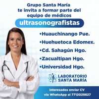Vacantes para médico ultrasonografista solicita Grupo Santa María